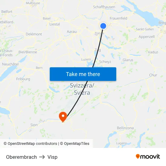 Oberembrach to Visp map
