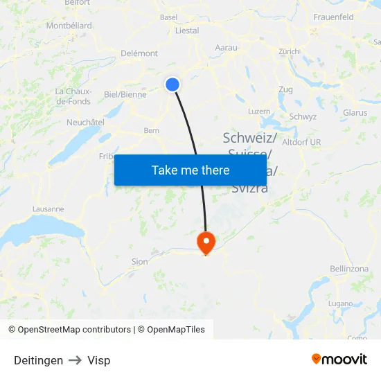 Deitingen to Visp map