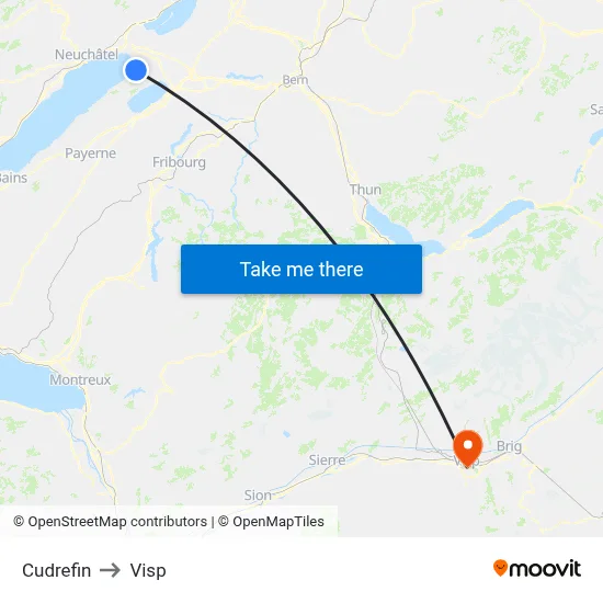 Cudrefin to Visp map