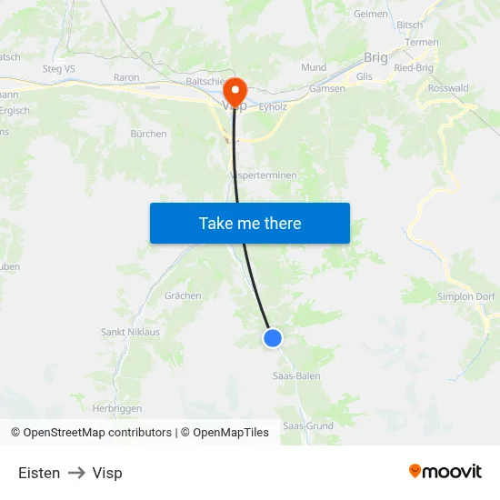 Eisten to Visp map