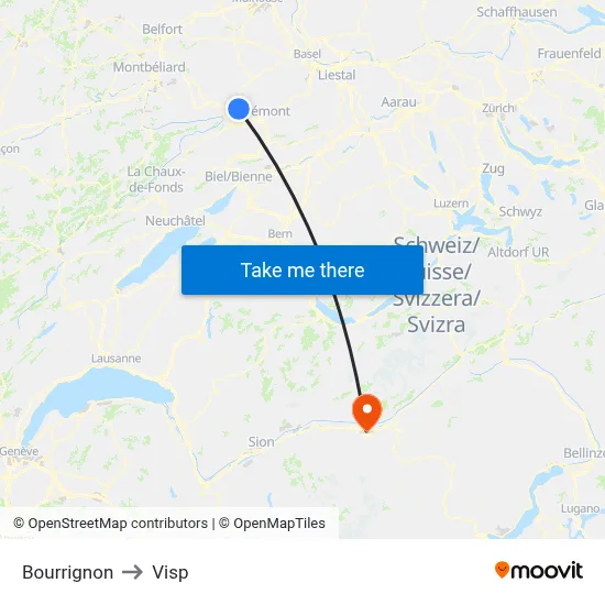Bourrignon to Visp map
