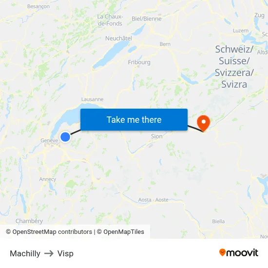 Machilly to Visp map