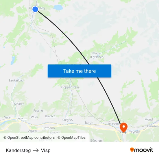 Kandersteg to Visp map