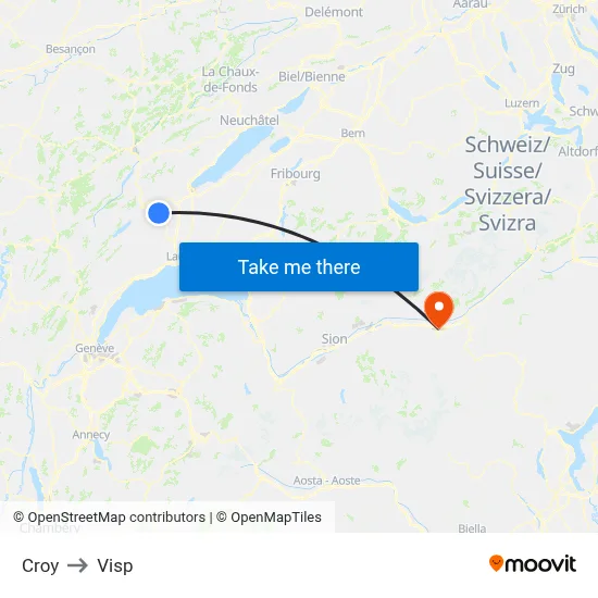 Croy to Visp map