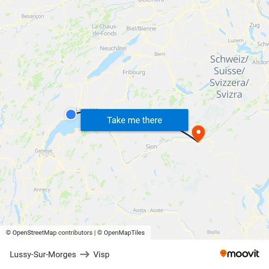 Lussy-Sur-Morges to Visp map