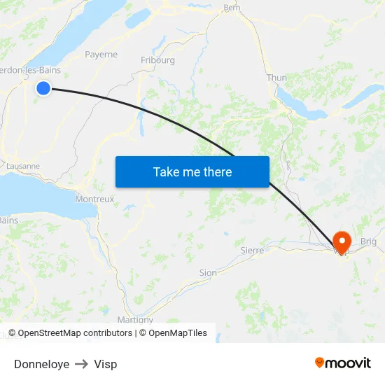 Donneloye to Visp map