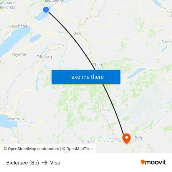 Bielersee (Be) to Visp map