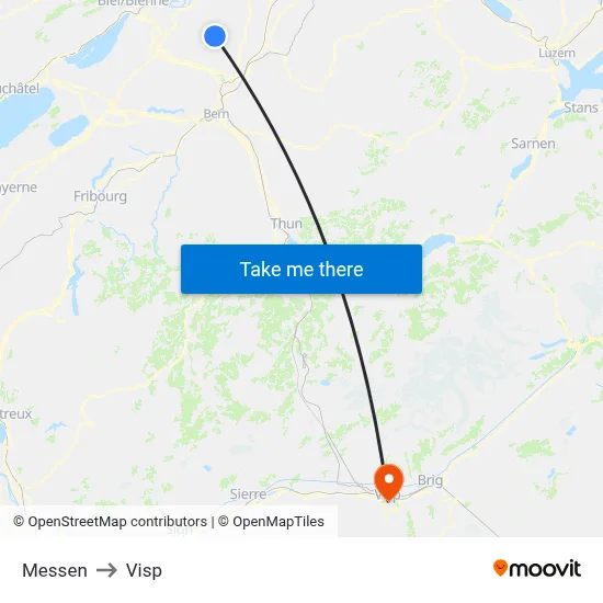 Messen to Visp map