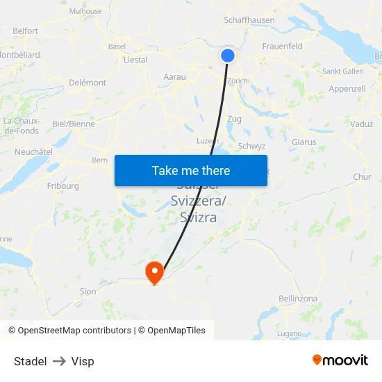 Stadel to Visp map