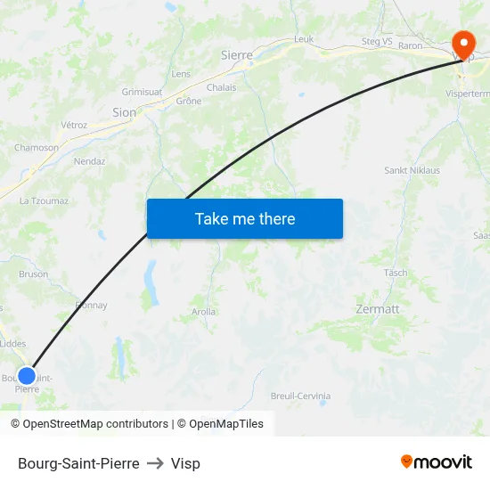 Bourg-Saint-Pierre to Visp map