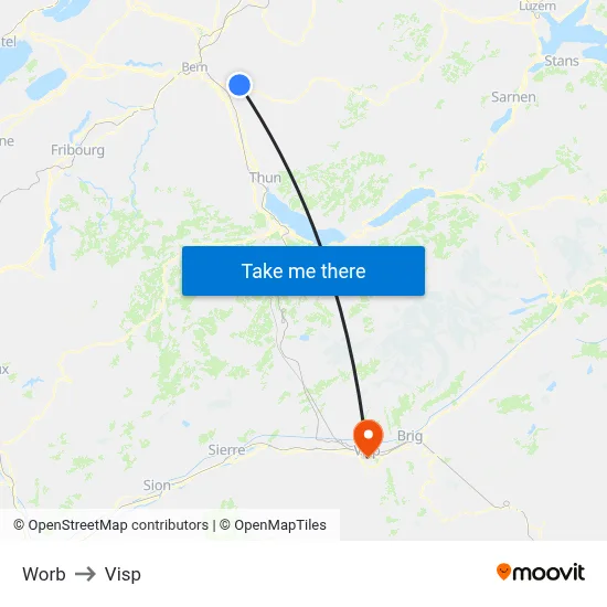 Worb to Visp map