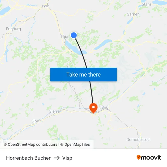 Horrenbach-Buchen to Visp map