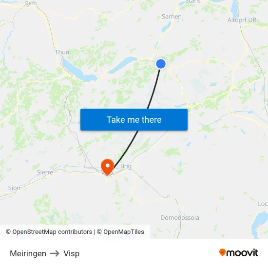 Meiringen to Visp map