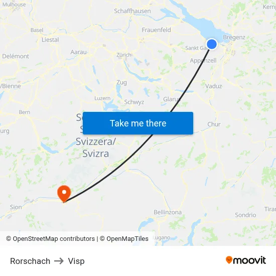 Rorschach to Visp map