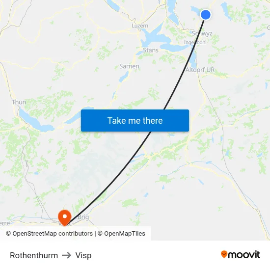 Rothenthurm to Visp map