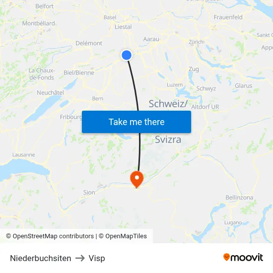 Niederbuchsiten to Visp map