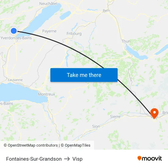 Fontaines-Sur-Grandson to Visp map