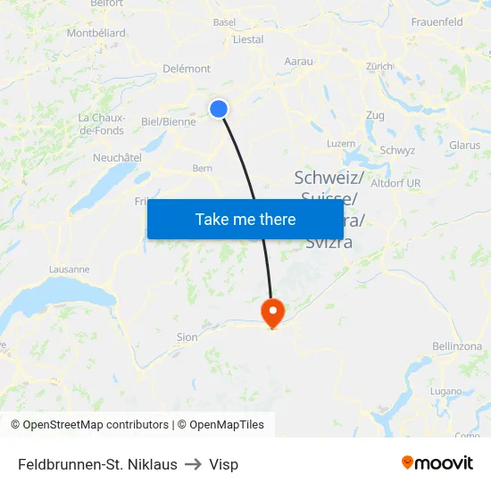 Feldbrunnen-St. Niklaus to Visp map