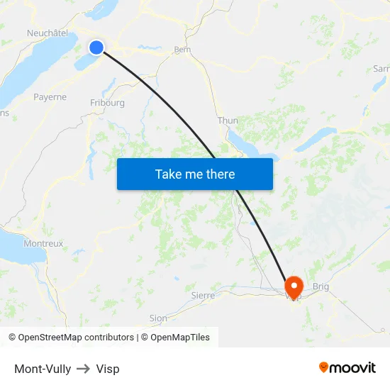 Mont-Vully to Visp map