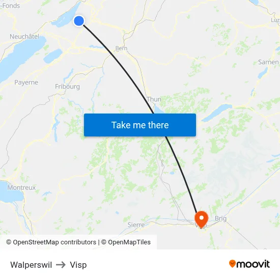 Walperswil to Visp map