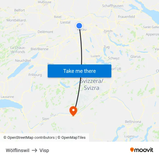 Wölflinswil to Visp map