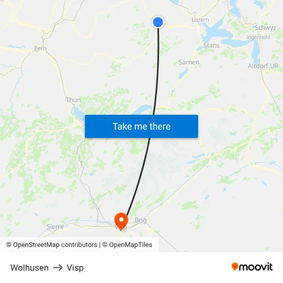 Wolhusen to Visp map
