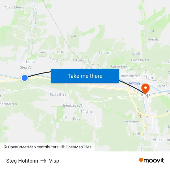Steg-Hohtenn to Visp map