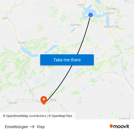 Ennetbürgen to Visp map