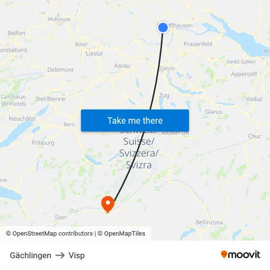 Gächlingen to Visp map