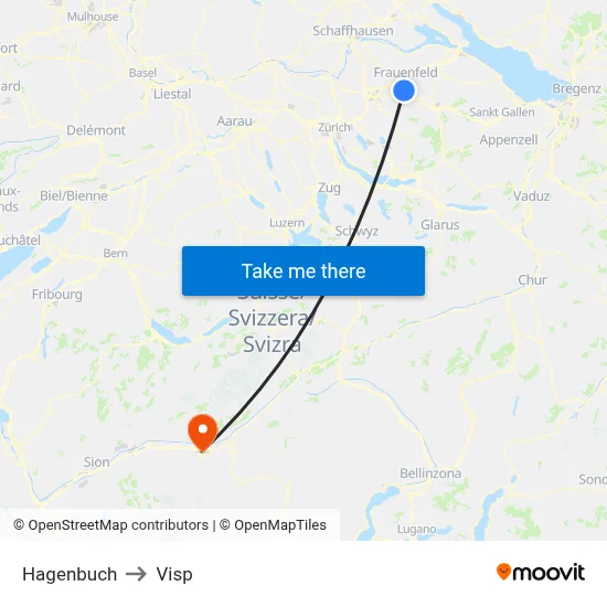 Hagenbuch to Visp map