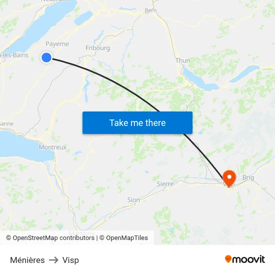 Ménières to Visp map