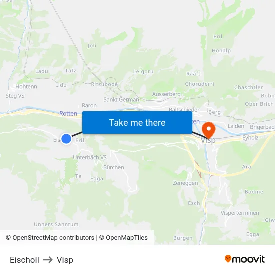Eischoll to Visp map