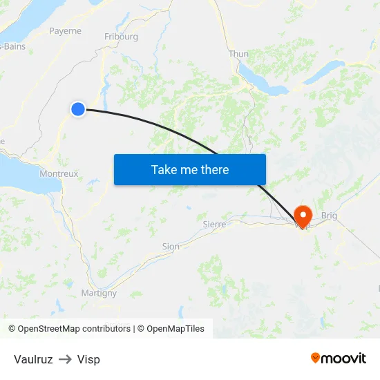 Vaulruz to Visp map