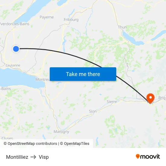 Montilliez to Visp map