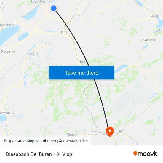 Diessbach Bei Büren to Visp map