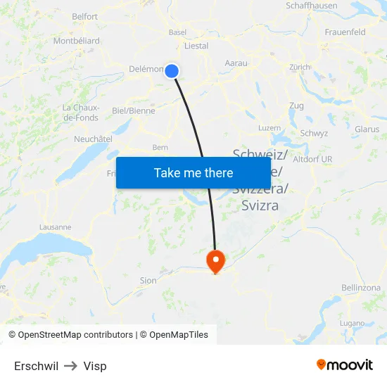 Erschwil to Visp map