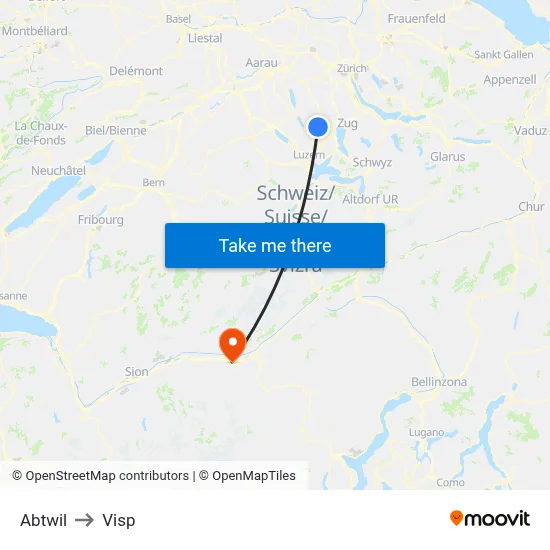 Abtwil to Visp map