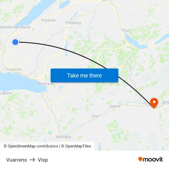 Vuarrens to Visp map