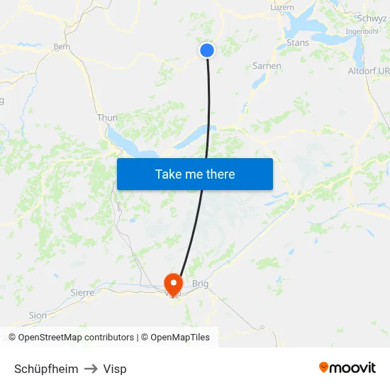 Schüpfheim to Visp map