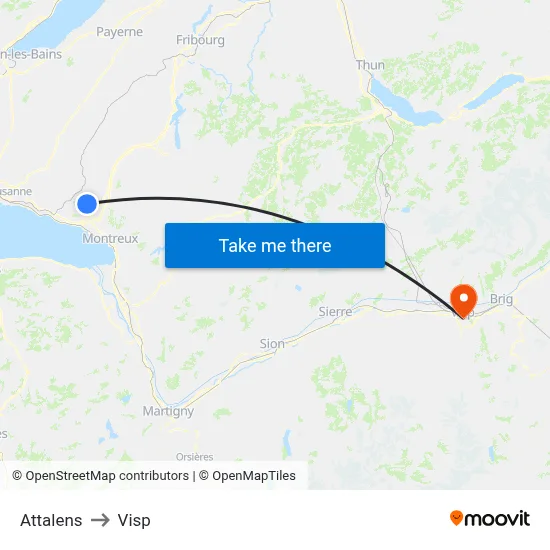 Attalens to Visp map