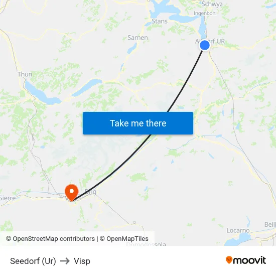 Seedorf (Ur) to Visp map