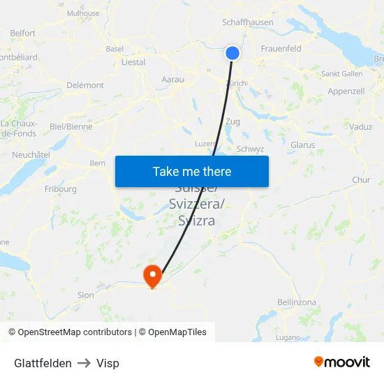 Glattfelden to Visp map