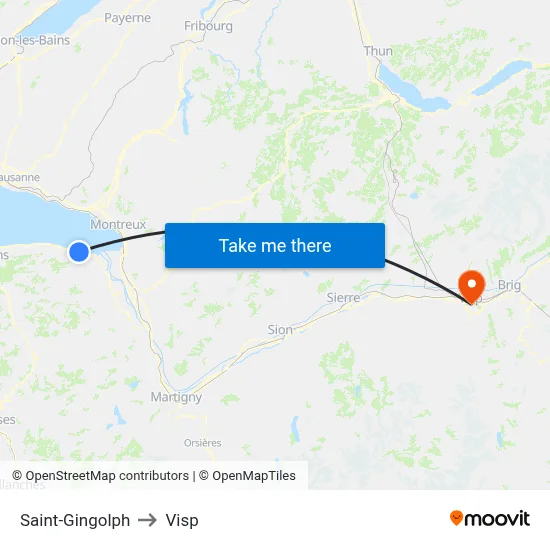 Saint-Gingolph to Visp map