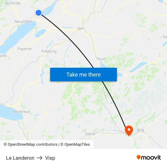 Le Landeron to Visp map