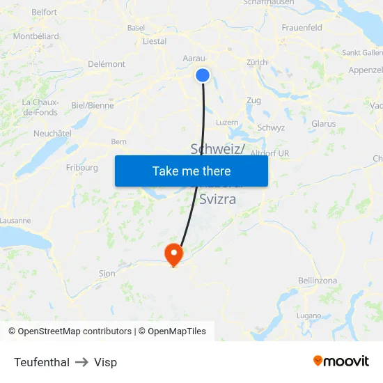 Teufenthal to Visp map