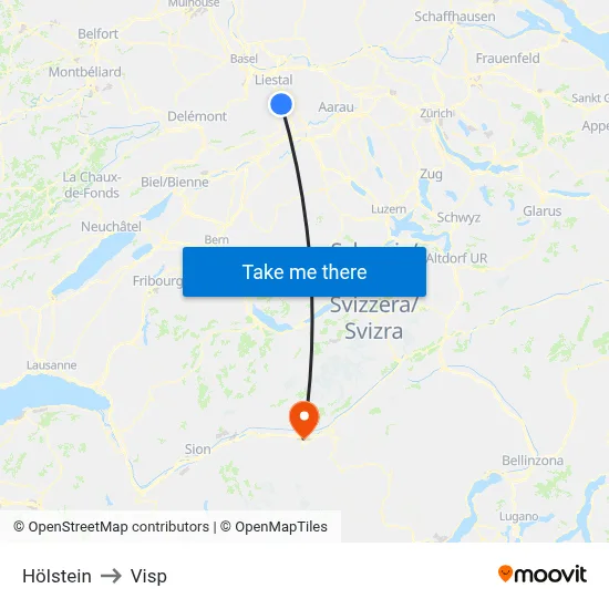 Hölstein to Visp map