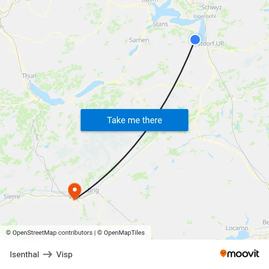 Isenthal to Visp map