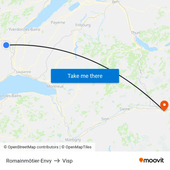 Romainmôtier-Envy to Visp map