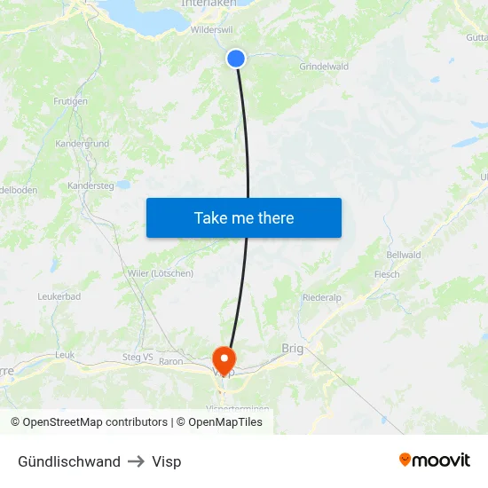 Gündlischwand to Visp map
