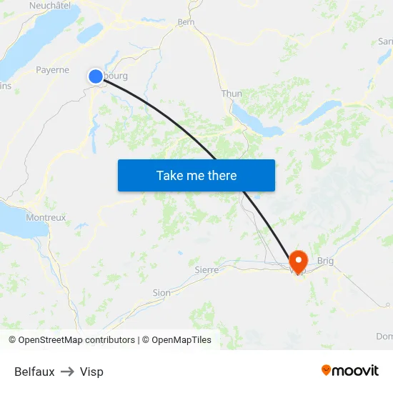 Belfaux to Visp map